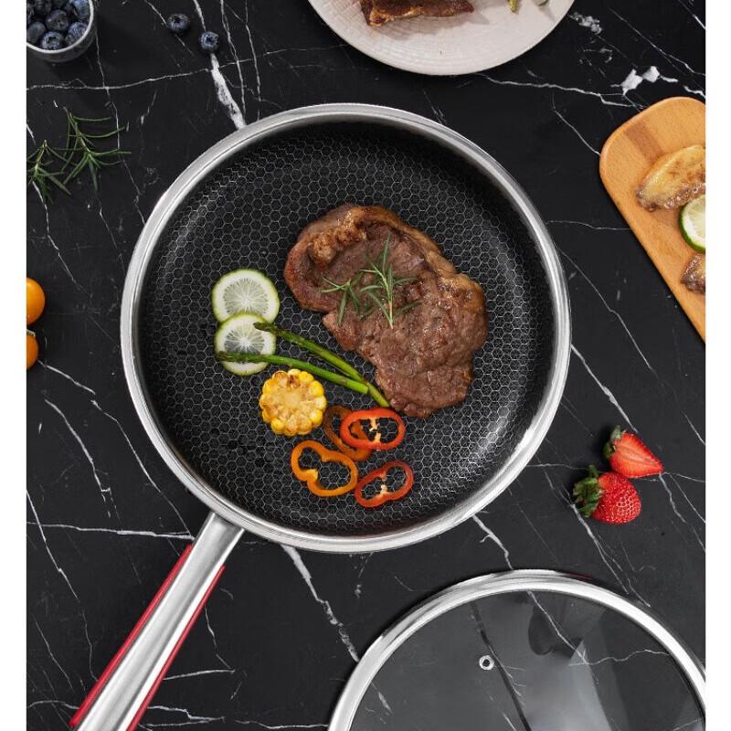 Triceratops Waben Edelstahl Wok mit Glasdeckel