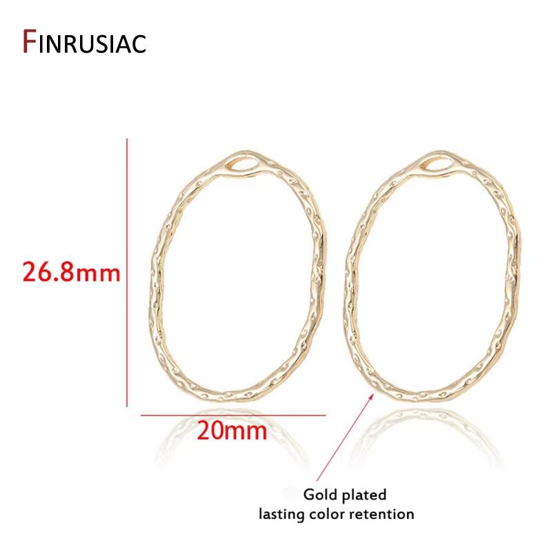 

14K Gold Plated Brass Oval Shape Hollow Circle Pendant For DIY Earrings Jewelry Making Fittings Findings Supplies 3 pieces
