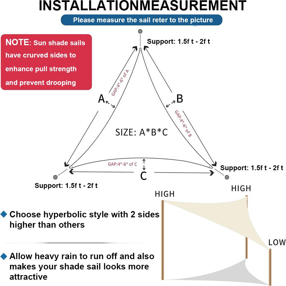 Skyggeseil, Triangle Garden Patio UV-bestandig vanntett polyestermarkise, svømmebassengmarkise, campingturseiltak