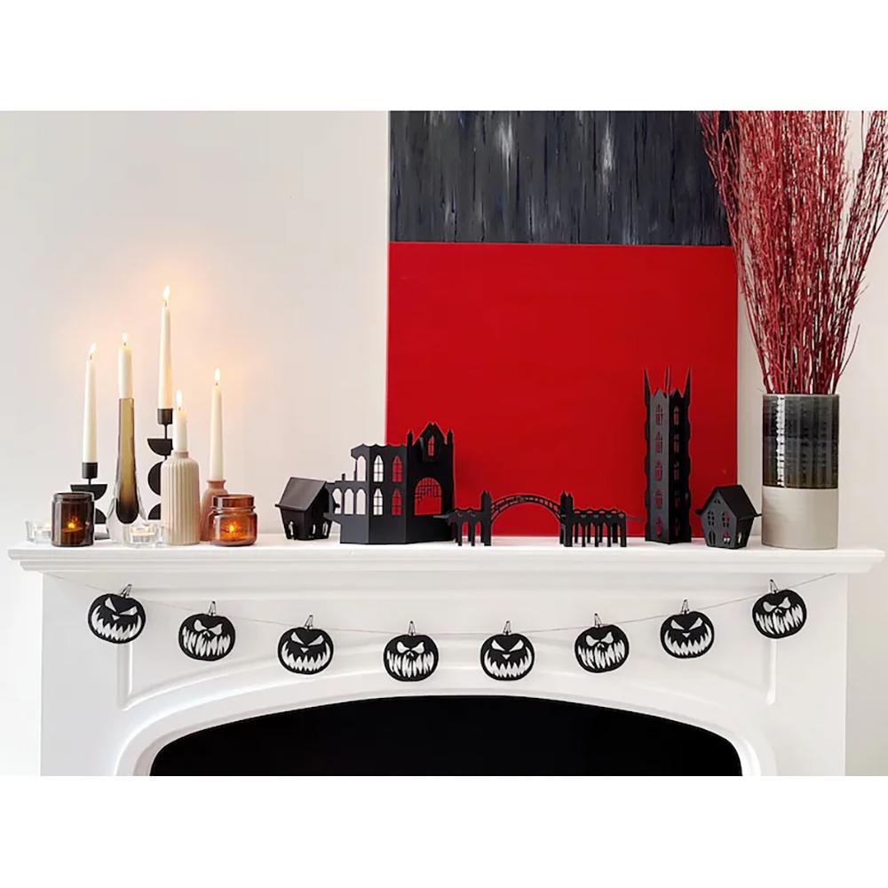 Spooky Halloween Pumpkin Garland Banner Halloween Party Fireplace Mantle Wall Backdrop Home Decor Birthday Autumn Decor Supplies