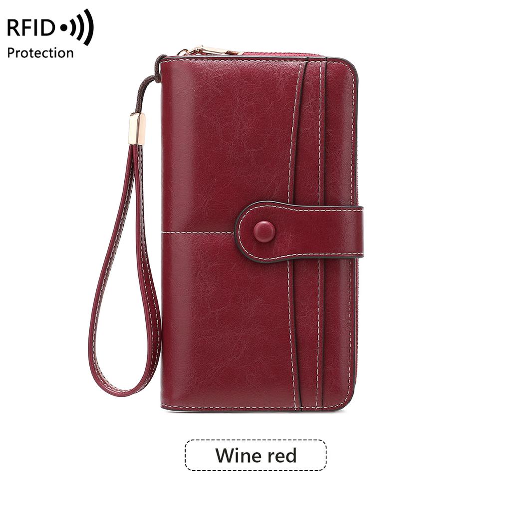 Vintage Elegante Damen Lange Geldbörse RFID Bifold Multifunktionale Reißverschluss Handtasche Münzfach Multifunktionaler Kreditkartenhalter