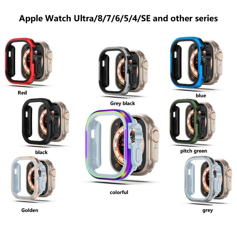 Boett i aluminiumlegering för Apple Watch Ultra 3/2 49mm serie 11 10 9 8 7 6 se TPU Stötfångare+Metallram för iWatch 46/42/45/44/41/40mm