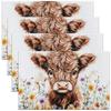 Hochlandrinder Tischsets Set of 4 18"x12" Kinder Hochlandrinder Sonnenblume Tischsets für Jungen Mädchen Teenager Tierkorn Tischset