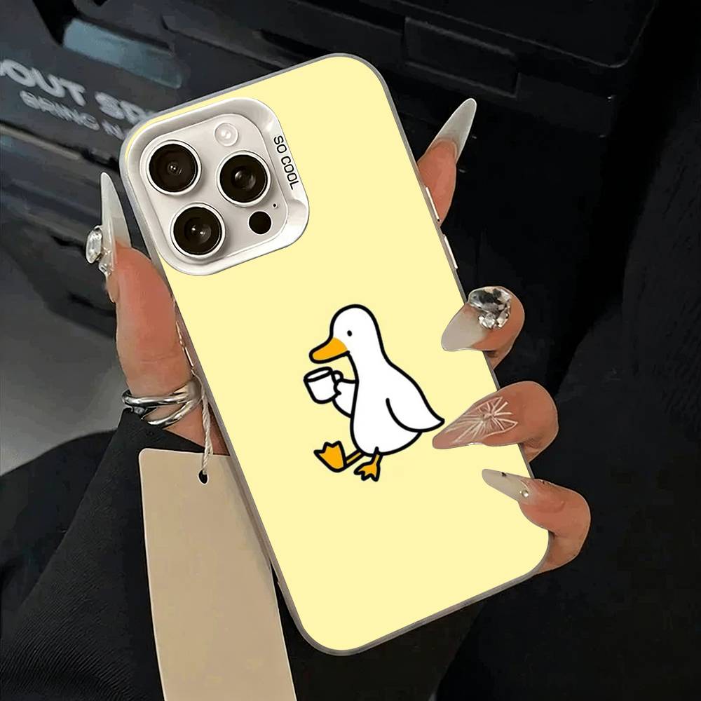 F-Funny Duck Phone Case For IPhone 17 Air 16 15 14 13 12 11 Pro Max White  Sliver  Hard Cover