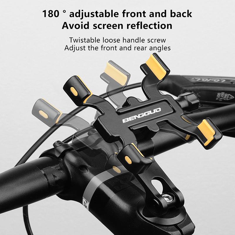 Bicycle Phone Holder Aluminium Alloy Mobile Phone Stand 360 Degrees Rotating Adjustable Handlebar Bracket