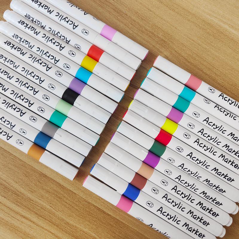 36-Color Acrylic Markers Set: Student Art & DIY Bullet Journal Pens in Handheld Square Box