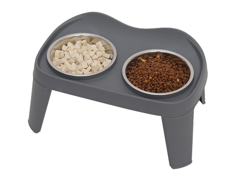 Stainless Steel Anti-Spill Double Dog Bowl with Neck Protection for Medium and Large Dogs