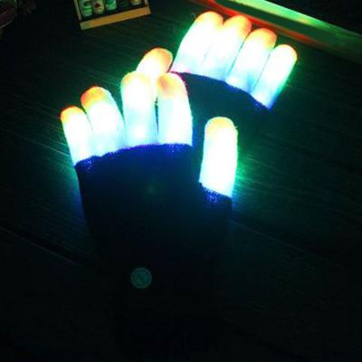1 Pair Glowing Gloves LED Light Up Finger Gloves with 7 Color Dynamic Light Mode Breathable Flashing Rave Party Gloves for Adults Teens