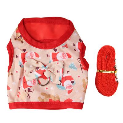 Rabbit Vest Harness Set Cute Fun Father Christmas Pattern Small Pet Vest Leash Set for Christmas
