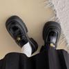 Modische Pendler-Schuhe Schwarz Retro Plateau Dicke Absätze Kleine Lederschuhe Damen 2025 Neu Herbst und Winter Einschlupf Französische Loafer