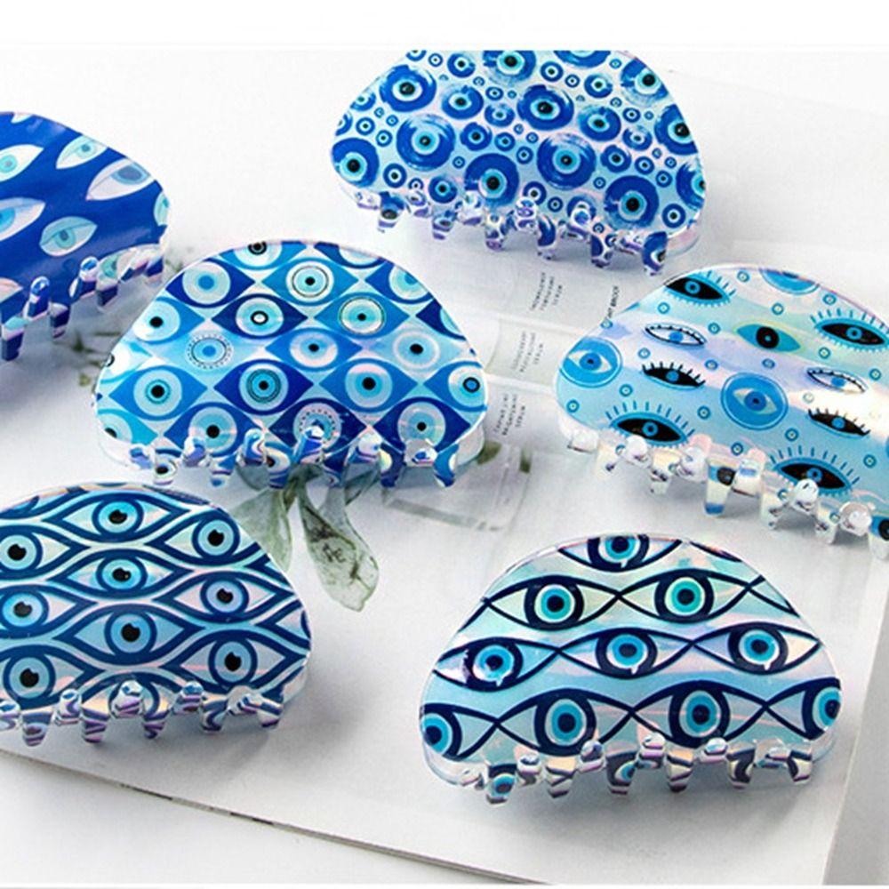 Kroean Style Blue Devil's Eye Shark Clip Hair Clip Blue Demon Eye Hair Claw Cute   Streetwear