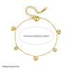 Gold Plated CZ Heart Round Charm Bracelet, Dainty Adjustable Cable Chain for Women, Cute Daily Jewelry
