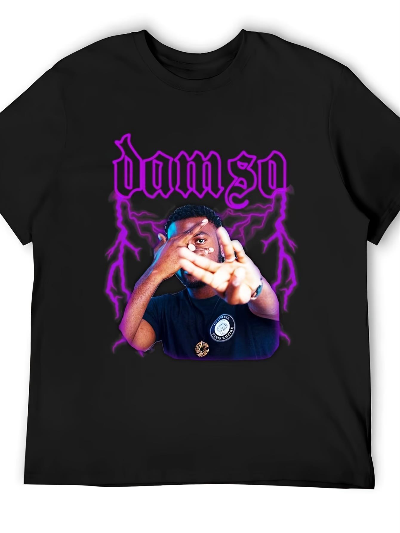 Men S Black Damso Graphic T-Shirt - Pink And Purple Streetwear Tee M