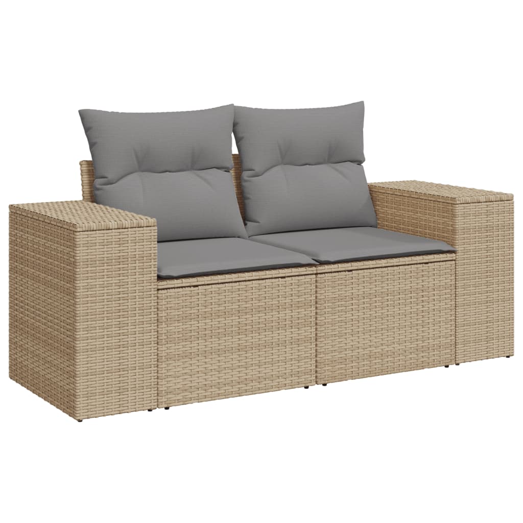 Vidaxl 9-Cz. Garden Furniture Set With Cushions, Beige, Poly Rattan