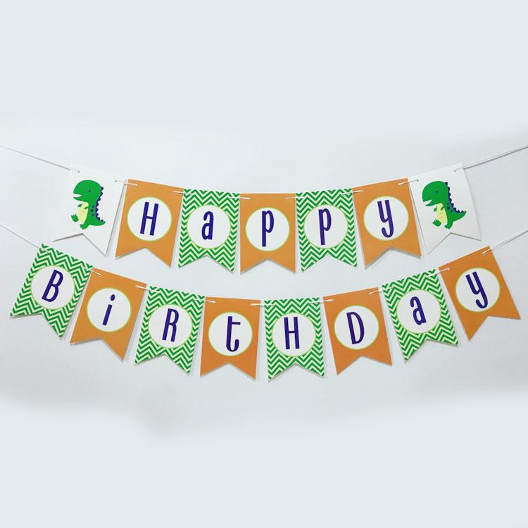 Dinosaur Theme Party Decoration Letter Birthday Flag Children'S Party Arrangement Tropical Dinosaur Banner Customization