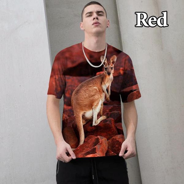 

Summer Round Neck Kangaroo Pattern 3D Print Top Fashionable Casual Short Sleeved Men s T-shirts 6XL