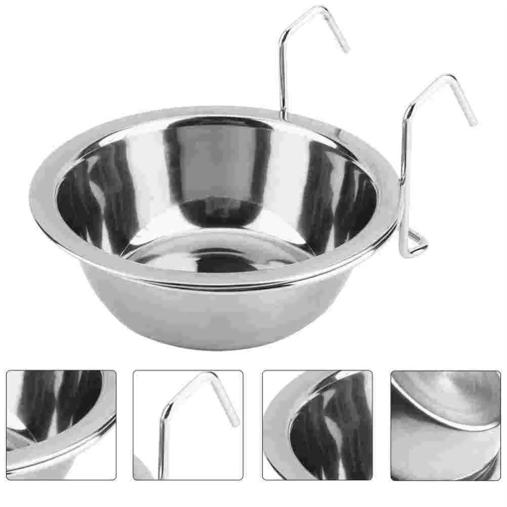 Stainless Steel Hang-on Pet Bowl Big Capacity Hanger Cage Cup Durable Pet Feeding Tool  Cat