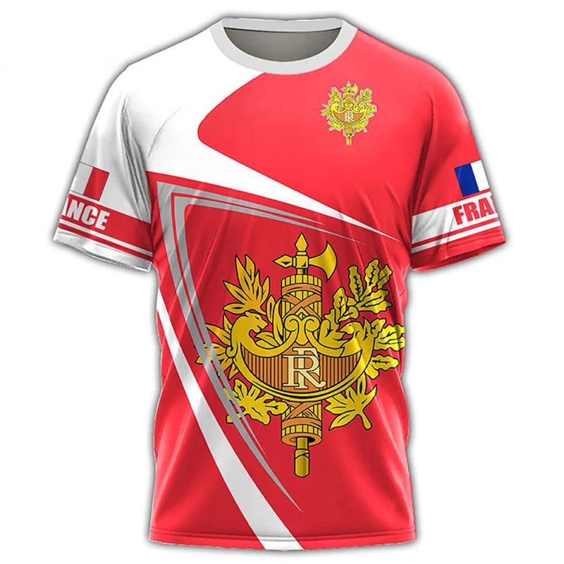 Funny French Flag Emblem Graphic T-shirt Men's Camouflage T-Shirts Summer Casual Loose Short Sleeves Men's and Women's Tees Top