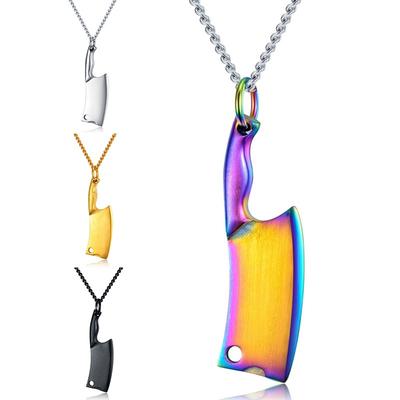 Louleur  RVS Necklace for Men Punk Kitchen Knife Hiphop Necklace Pendant Male Jewelry Necklace