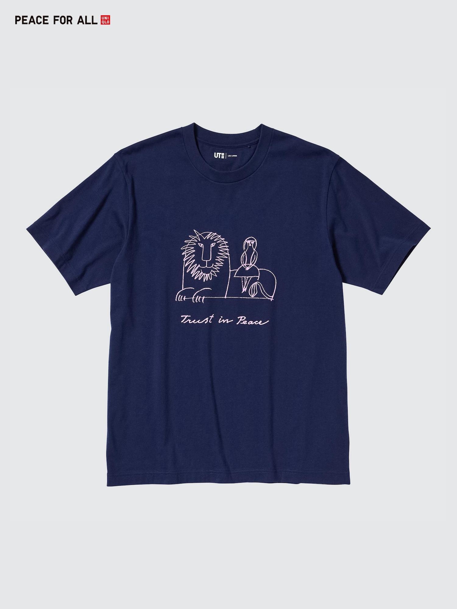 

Uniqlo Футболка с принтом «Peace For All» с коротким рукавом, стандартный крой Лиза Ларсон 69 NAVY/UNISEX L