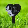 Remembrance Plaque Heart Shape Cemetery Memorials Gift Weatherproof Acrylic Engraved For Loved One Outdoor Decoration