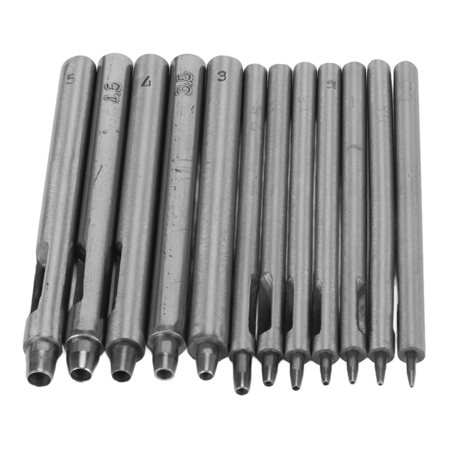 

12 шт. дыроколов для кожи 0,5‑5 мм набор для проделывания отверстий в кожаных ремешках для часов