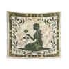 Vintage Girl Silhouette Floral Tapestry 2D Flat Printed Peach Skin Wall Hanging Aesthetic Room Decor for Bedroom Living Room