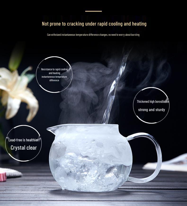 Large-Capacity Heat-Resistant Glass Teapot with Stainless Steel Filter