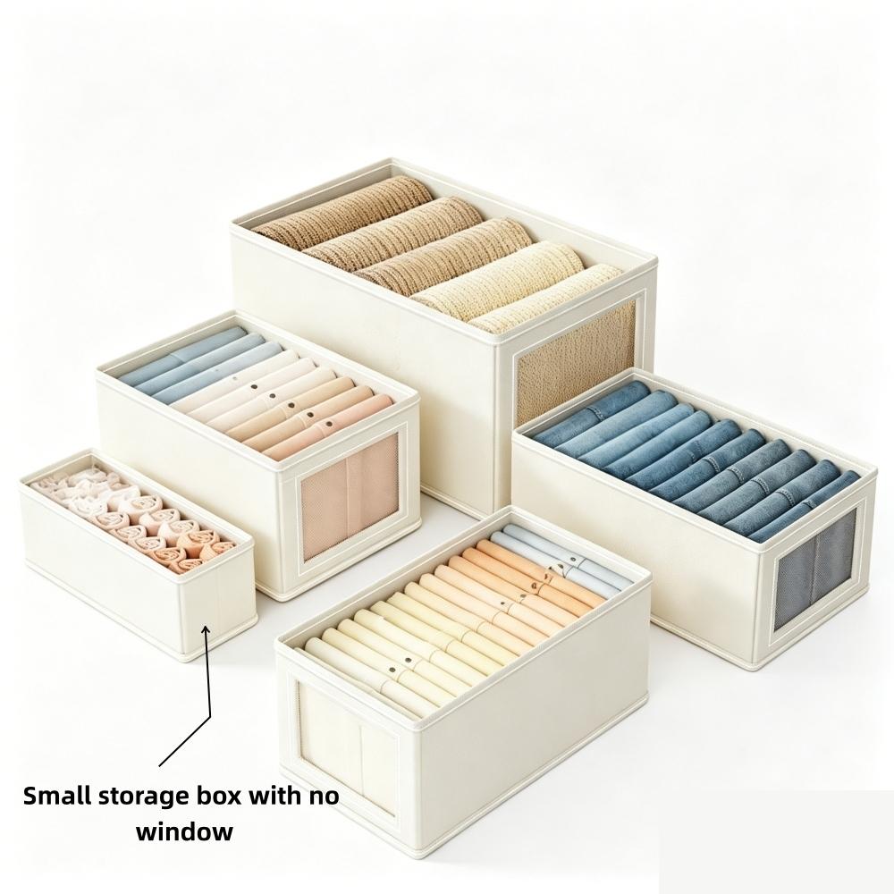 1pc Fabric Storage Bins with Lid,Stackable Closet Organizer Boxes with Clear Window,Collapsible Clothes Storage Containers S
