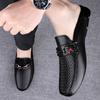 Letnie Oddychające Buty Męskie Moda Skórzane Muły Buty Wsuwane Mokasyny Casualowy Włoski Styl Luksusowa Marka Półmokasyny