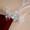 Ribbon Flower Hair Hoop Imitated Pearl Wedding Headwear Vintage Bride Hair Jewelry  Girls