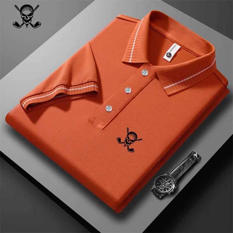 

Високоякісна літня новинка S-3XL, чоловіча футболка з коротким рукавом, прохолодна та дихаюча футболка поло, повсякденний діловий топ M коралові червоний колір