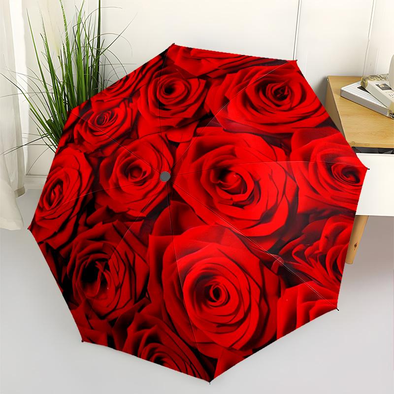 Floral Roses Vintage Outdoor Automatic Umbrella with 8-Rib Lightweight All-Season Use Fashion Lovers Perfect Gift for Women/Men
