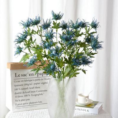 Künstliches Distelspray Eryngo Künstliche Blumen Gefälschte Eryngium Foetidum Simulation Meeresdistel für Hochzeitsstrauß Tafelaufsatz Wohnkultur