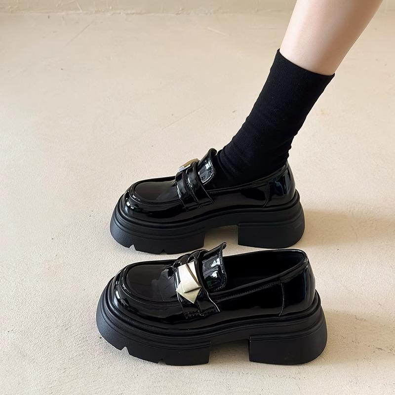 Black British style platform small leather shoes women's spring and autumn 2025 new versatile retro Mary Jane single shoes loafers