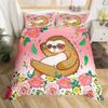 Cartoon-Tier-Bettbezug-Set Zoo Sikahirsch Mikrofaser Rosa Blumig Bettwäsche Einzelbett Twin Für Mädchen Jungen
