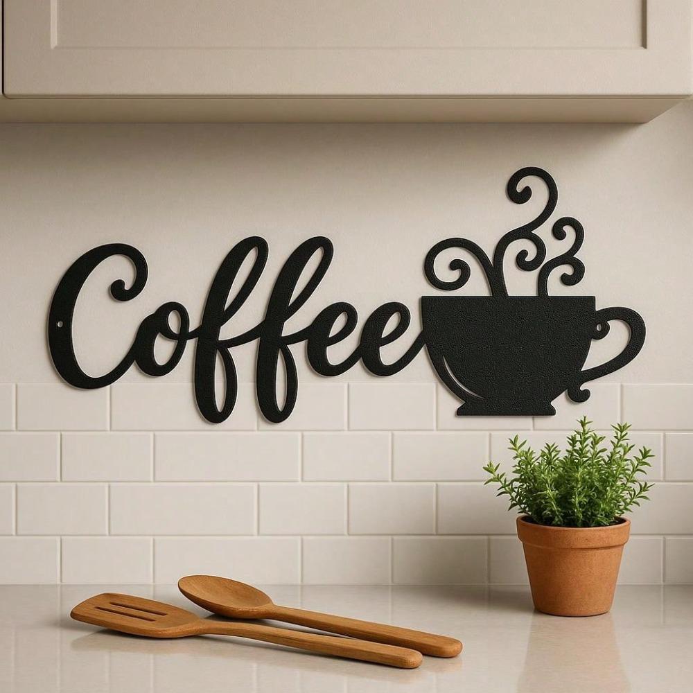 Vintage Metalen Koffie Wandkunst Bord Rustiek Gesmeed IJzer Hangend Decor Inspirerende Citaat Boerderij Keuken Woonkamer Bar Cafe Huiscadeau