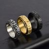 Men's Viking Rune Stainless Steel Rotating Ring Adjustable Norse Spinner Jewelry Black Retro  Band Gift for Him
