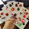 Classic Cute Cartoon Christmas Series Brooches Set for Women 3pcs Snowman Santa Claus Elk Acrylic Pin Party Jewelry Accessories