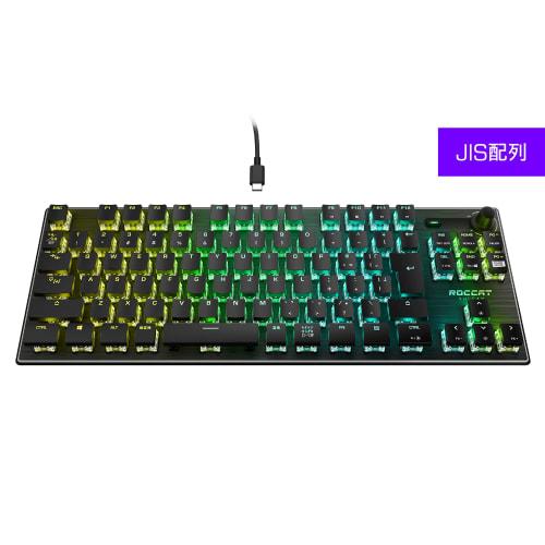 ROCCAT Mechanical Gaming Keyboard USB Computer Compatible Vulcan TKL Pro JP Japanese Layout Wired Black/Black Optical Linear Tenkeyless RGB Volume Dia