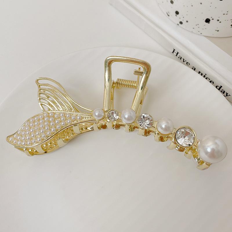 Luksusowy Metalowy Klips do Włosów dla Kobiet - Bardzo Duży Klips Rekinowy do Eleganckich Upięć