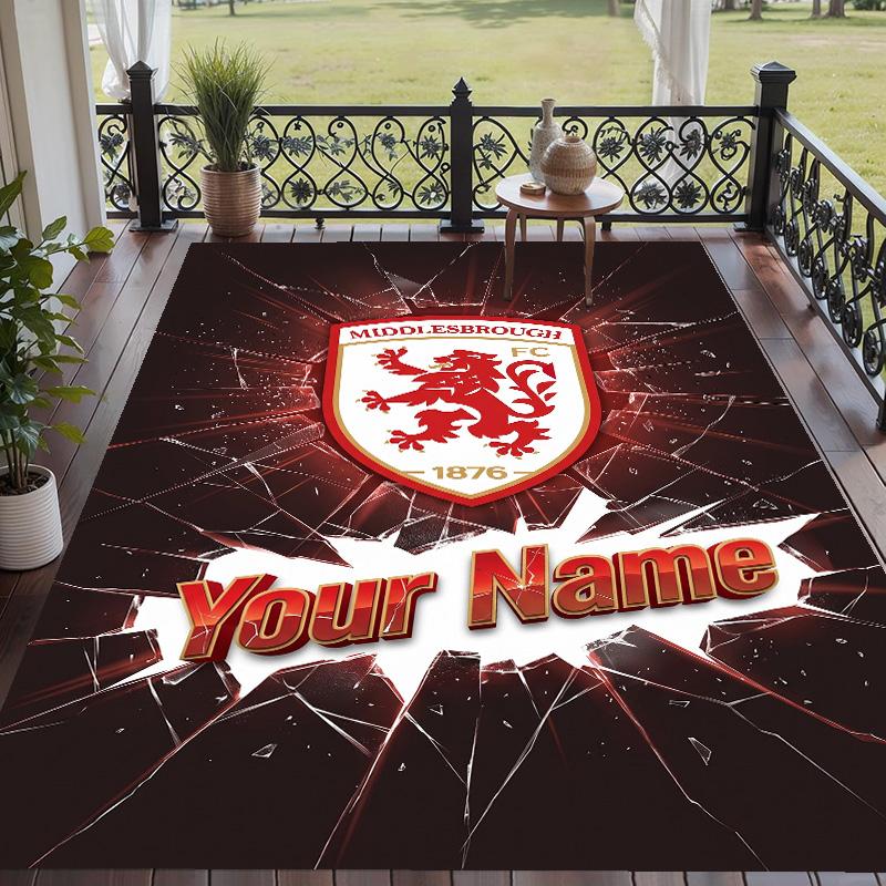 Custom Text Printed Rug Middlesbrough FC Non Slip Floor Carpet For Home Room Decor