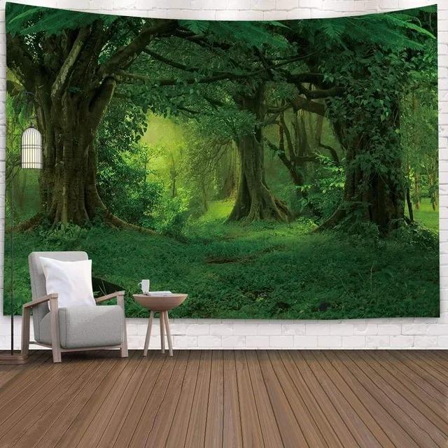 Wandteppich für Zuhause, Wanddekoration, Waldlandschaft, Landschaftsmuster, Hängetuch, Büro, Wohnzimmer