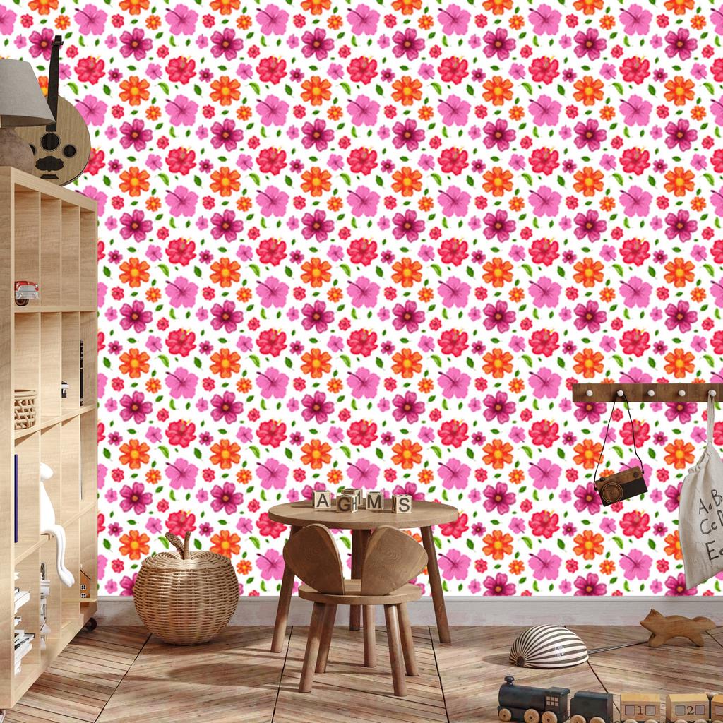 Wallpaper Flowers white, powder pink and peach 50x1000