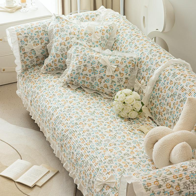 Girly Cotton Sofa Cushion, All-season Universal Non-slip Cushion, New Sofa Cover, Full Cover Cloth