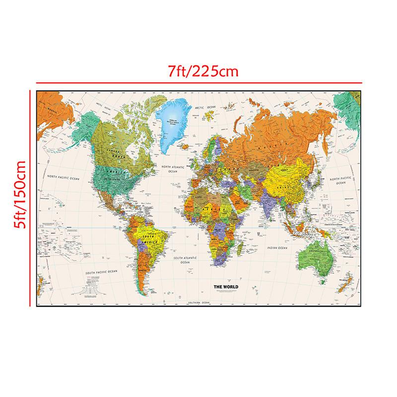 Decorative Hanging Picture Wall Poster World Map Classic Vintage Painting Home Decor for Teaching Living Room,Study