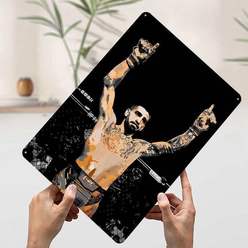 MMA Fighter Victory Printed Poster Customized Wall Art Retro Vintage Metal Tin Signs for Home Bedroom Decoration Gaming House