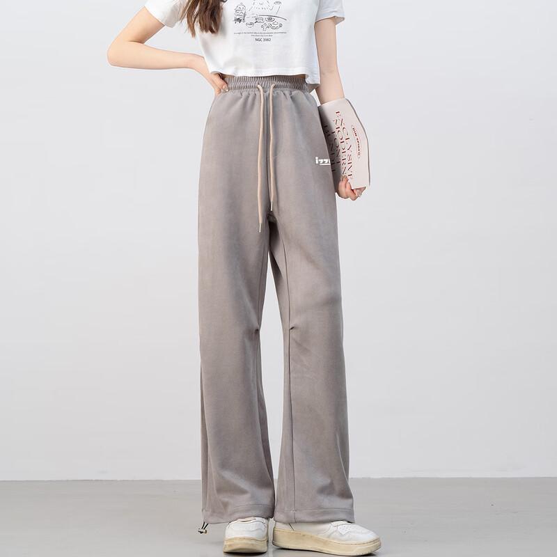 

izzue Women s Retro Suede-Feel Loose Straight Sweatpants 2XL