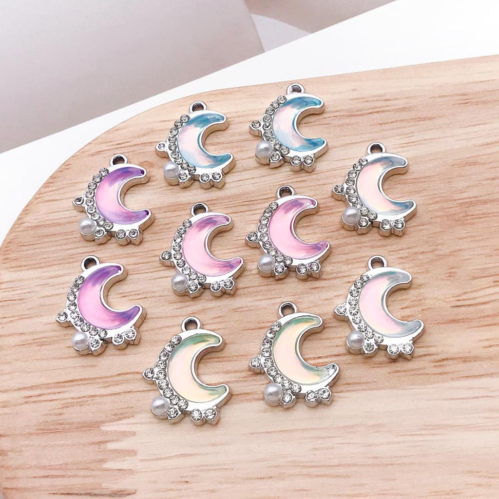 DIY Iridescent Rhinestone Pearl Moon UV Resin Jewelry Accessories for Earrings & Necklaces