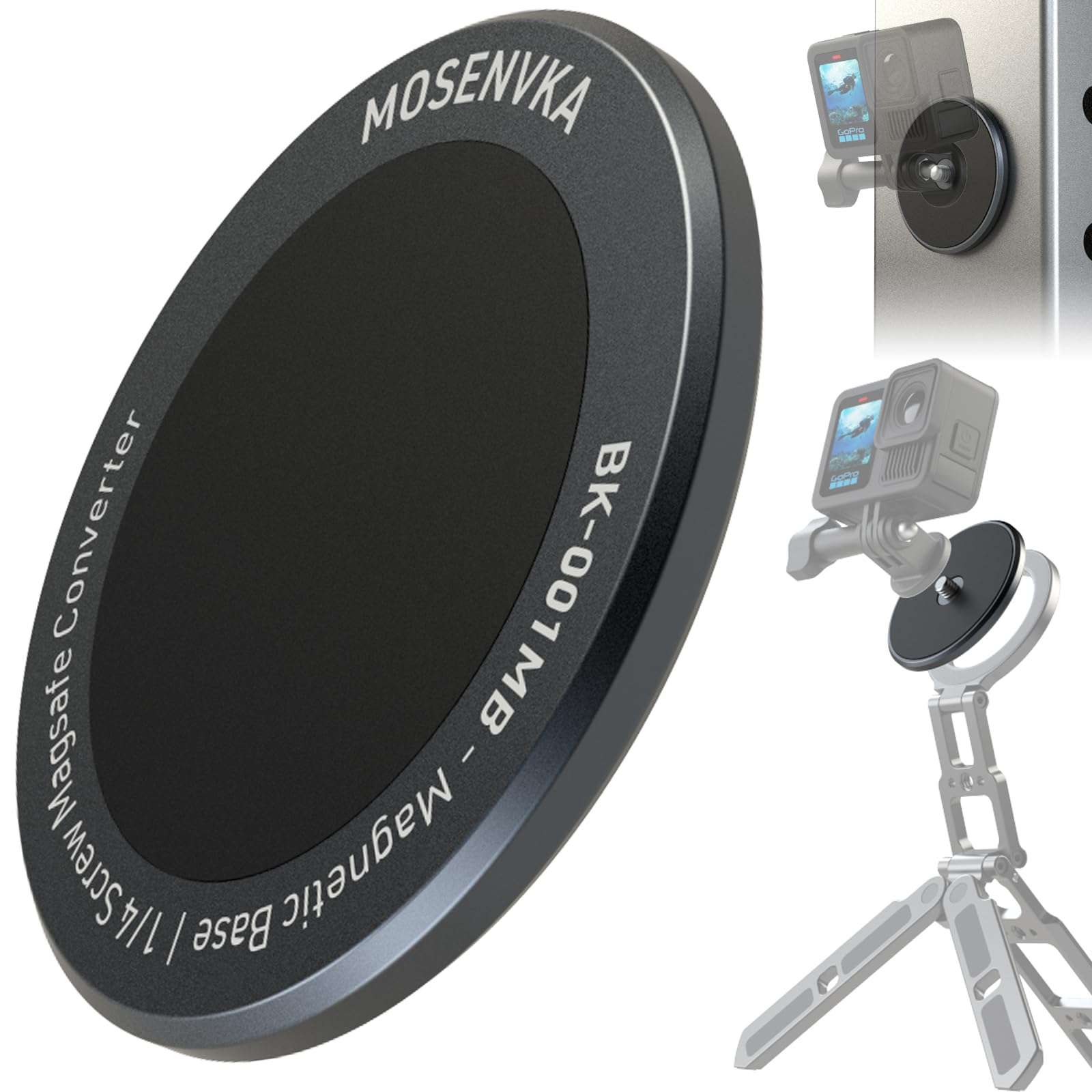 

MOSENVKA Магнитное крепление для камеры GoPro с винтом, совместимое с Magsafe для экшн-камер, магнитный винт, магнитное приемное основание, аксессуары для камеры